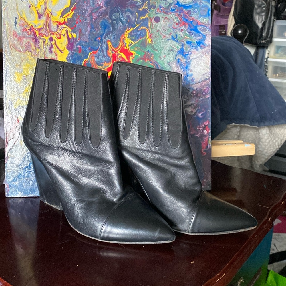 Maria Brotans ankle boots black skinny wide heel Y2K 90's Trending